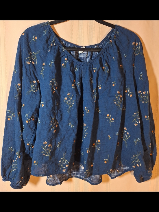 a.n.a Tops - a.n.a Blue Floral Peasant Tunic
